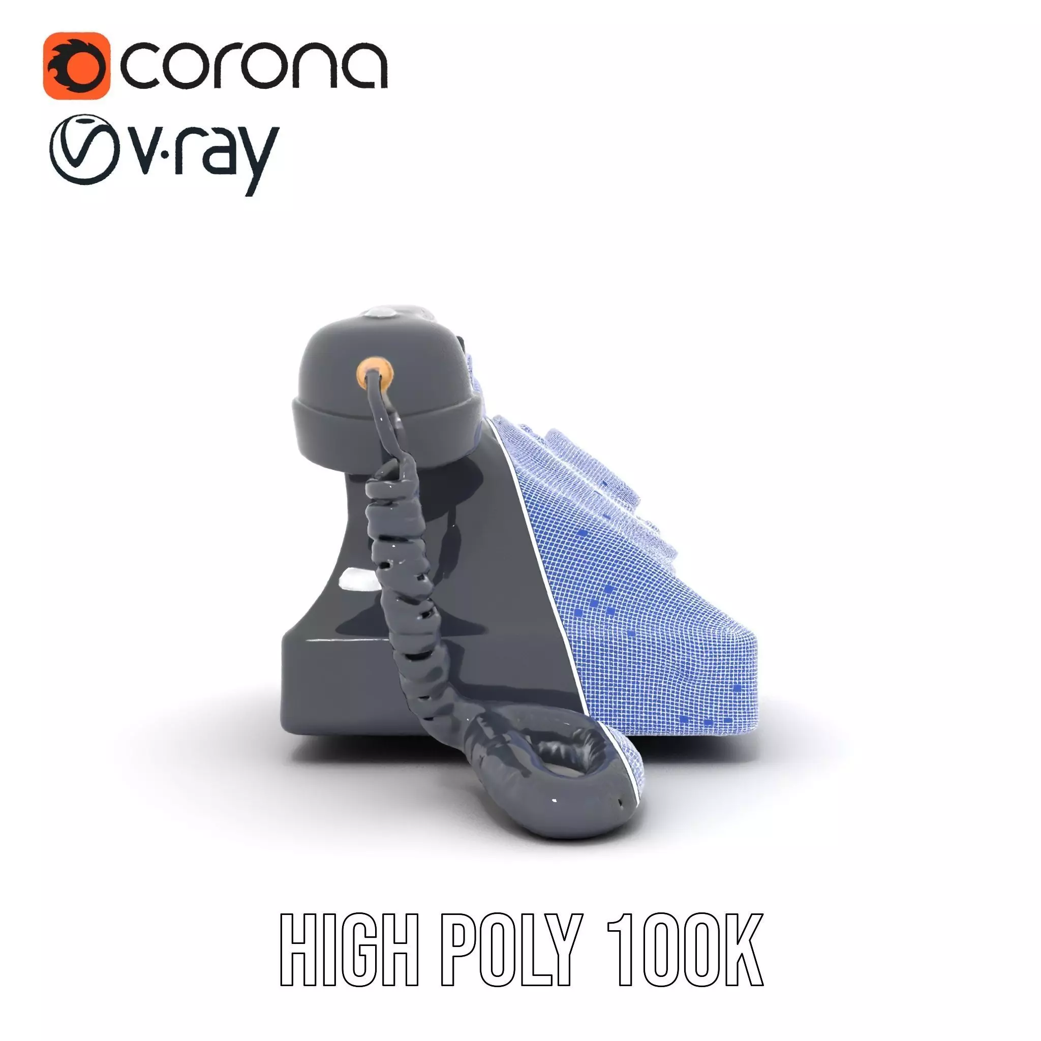 Classic Black Rotary Phone model pack Low-poly 3D model_34