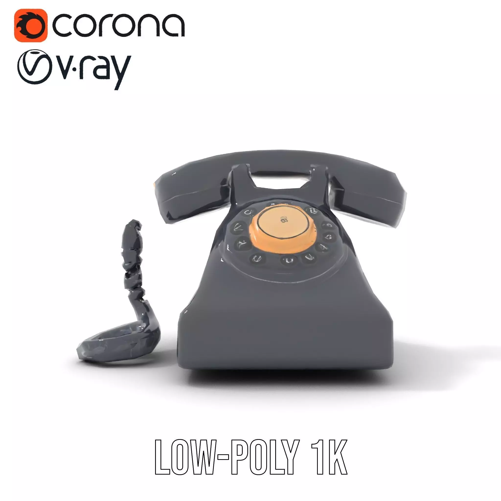 Classic Black Rotary Phone model pack Low-poly 3D model_21