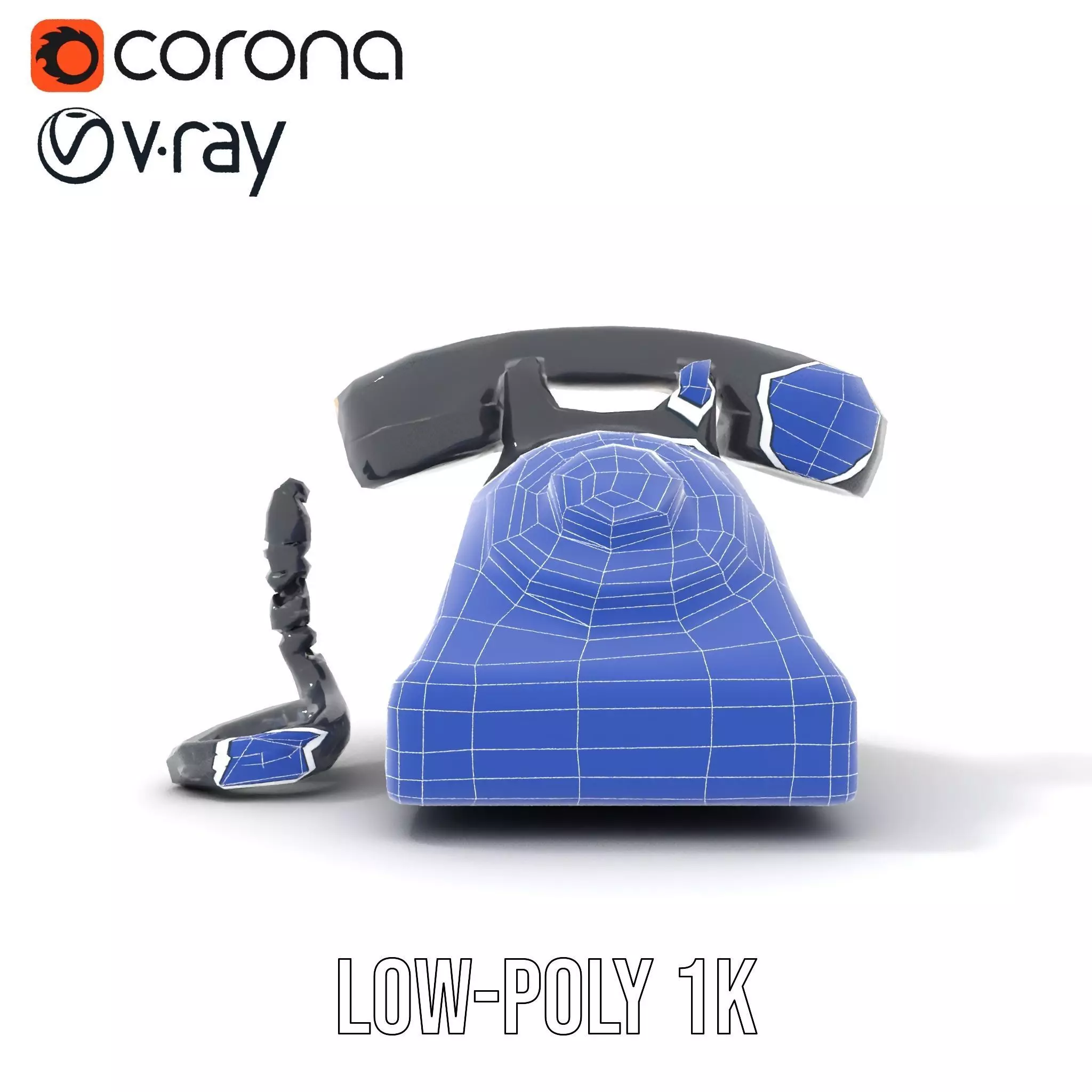 Classic Black Rotary Phone model pack Low-poly 3D model_30
