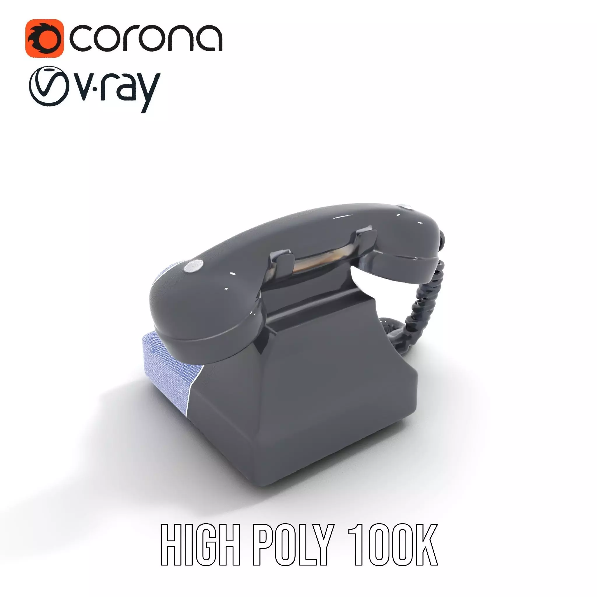 Classic Black Rotary Phone model pack Low-poly 3D model_25