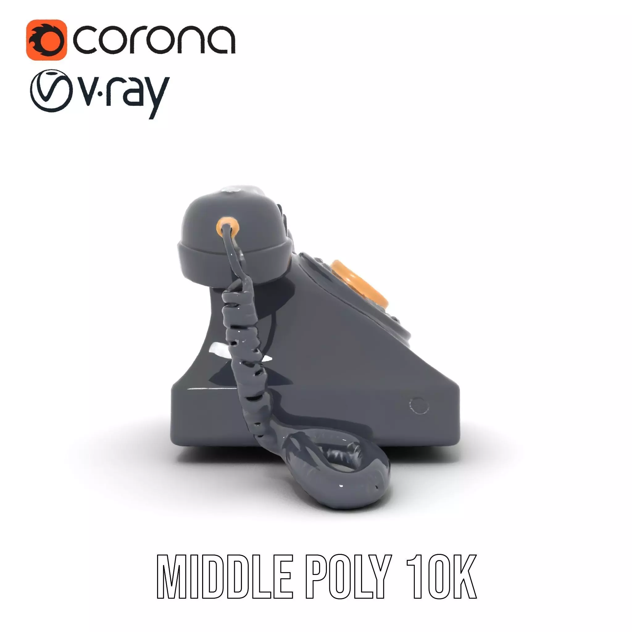 Classic Black Rotary Phone model pack Low-poly 3D model_20