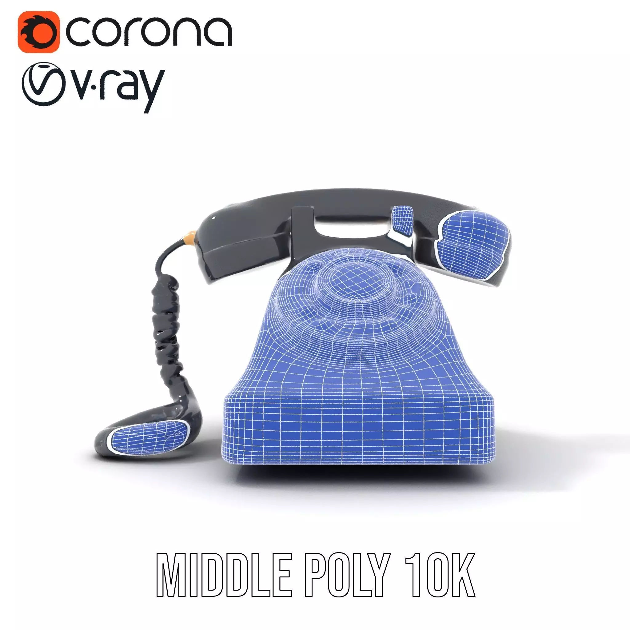 Classic Black Rotary Phone model pack Low-poly 3D model_29