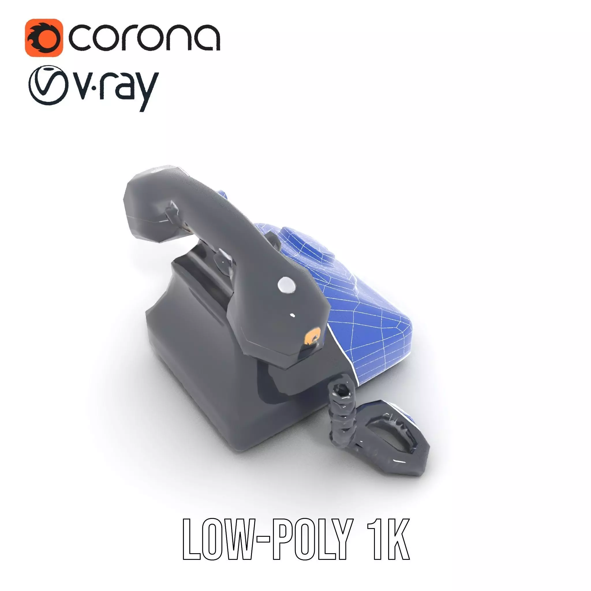 Classic Black Rotary Phone model pack Low-poly 3D model_27