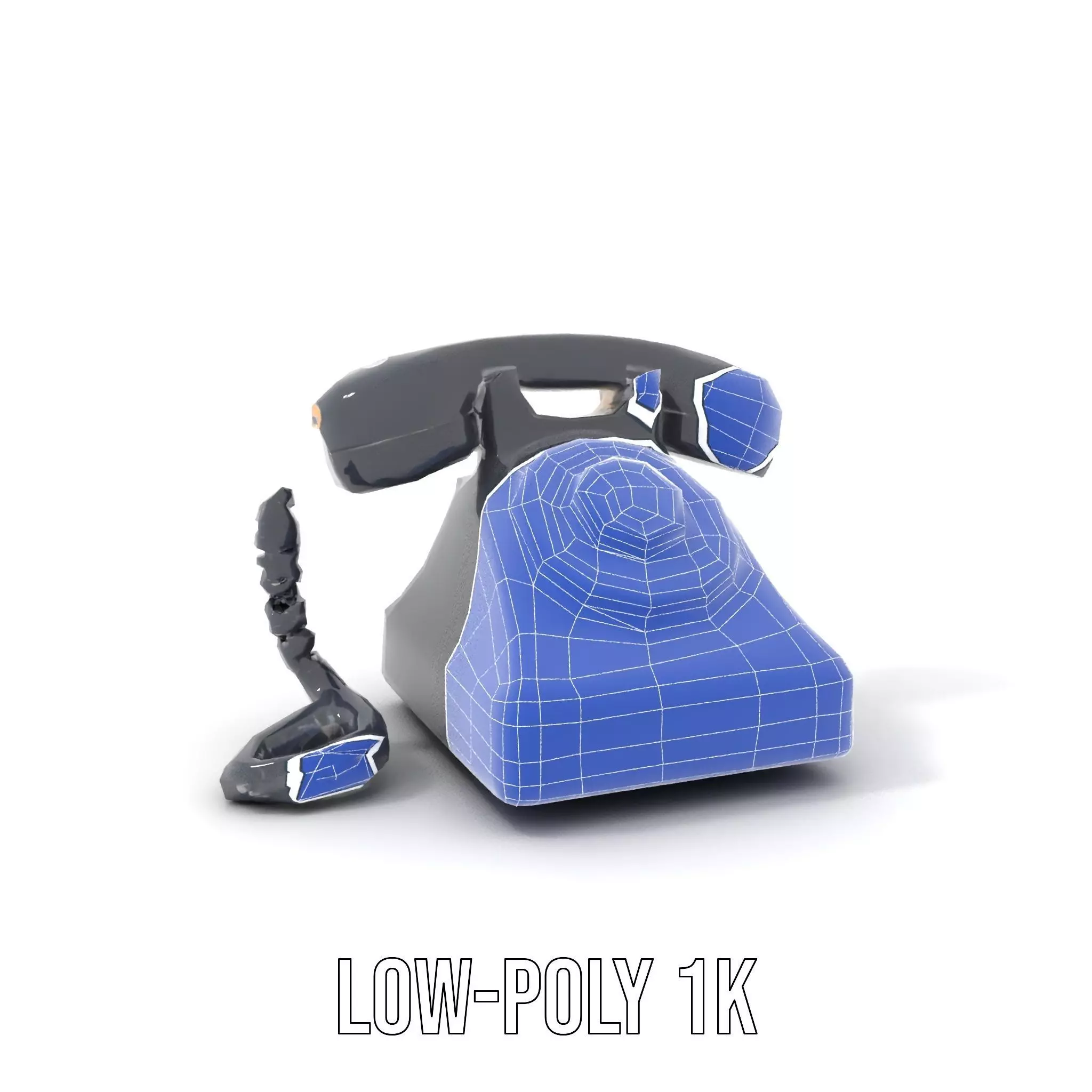 Classic Black Rotary Phone model pack Low-poly 3D model_17