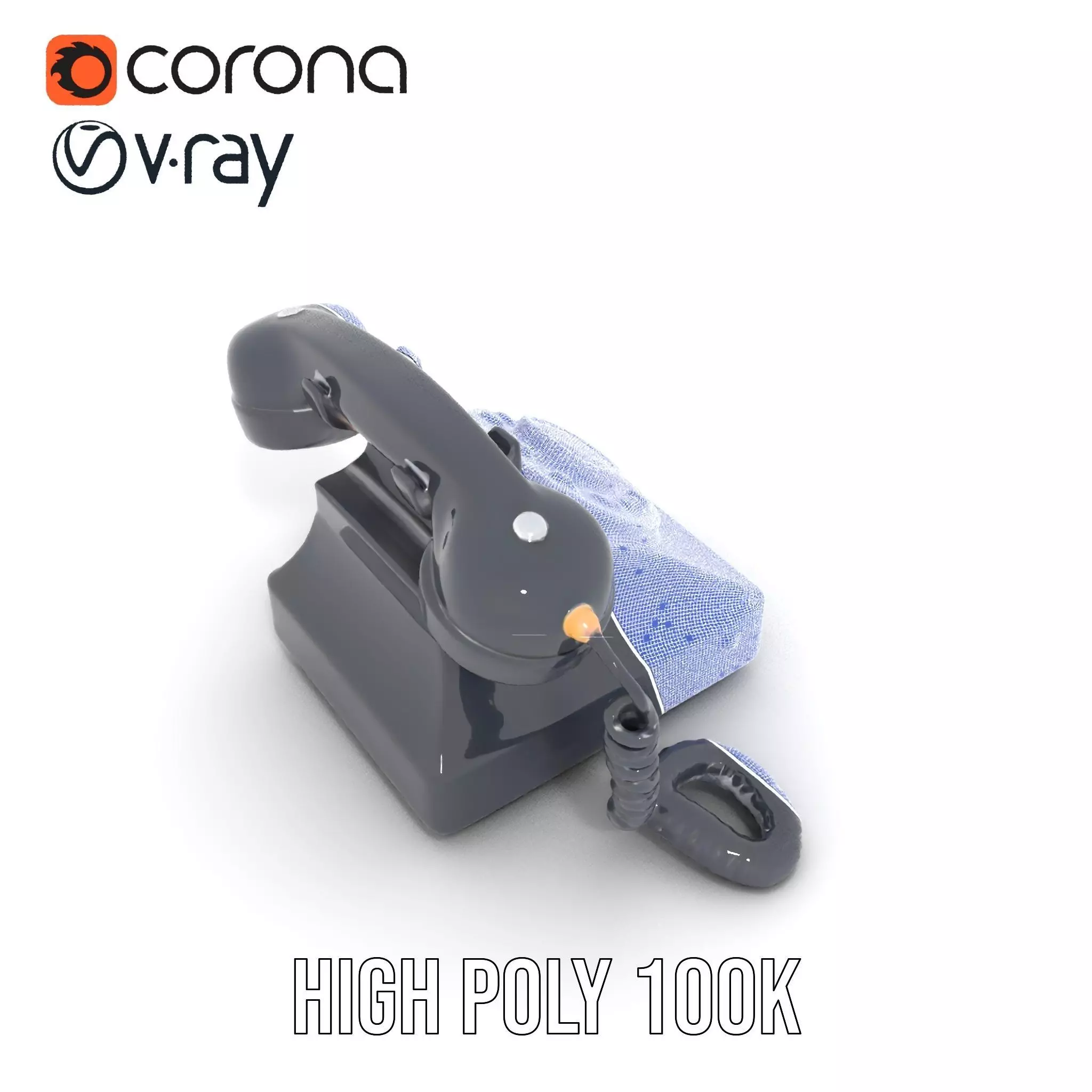 Classic Black Rotary Phone model pack Low-poly 3D model_31