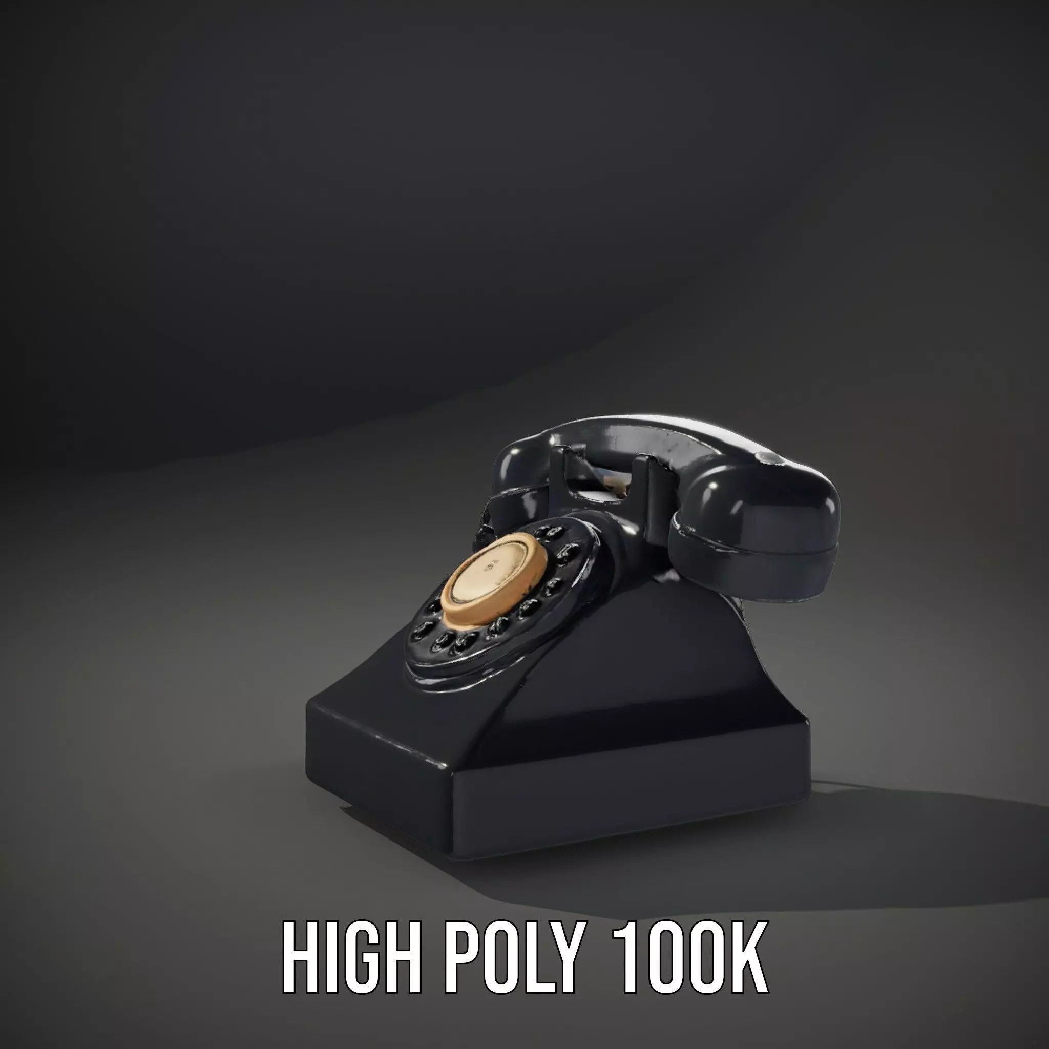 Classic Black Rotary Phone model pack Low-poly 3D model_8
