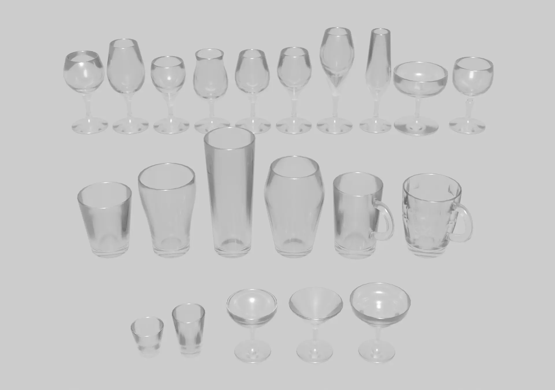 Glassware Free low-poly 3D model