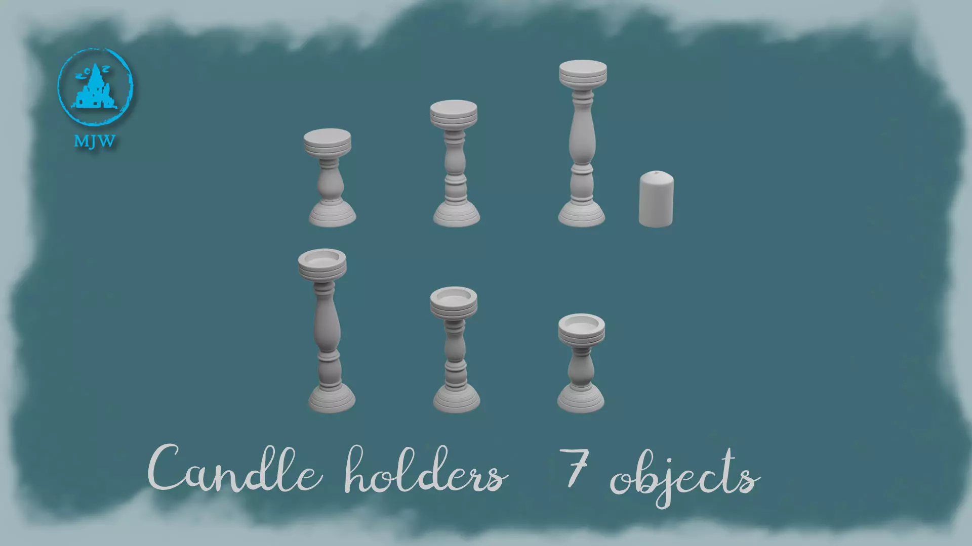 Set of 6 Candle Holders and Candle 3D print model_1