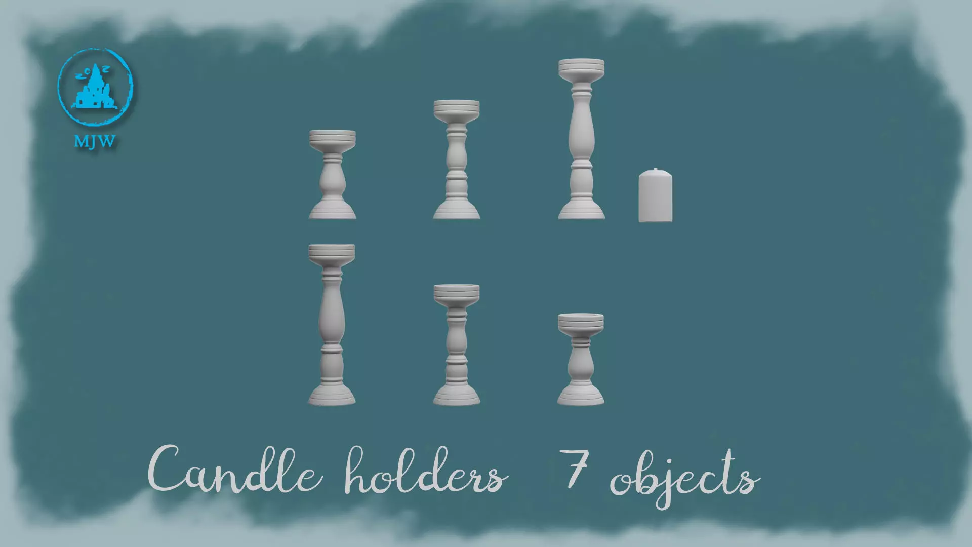 Set of 6 Candle Holders and Candle 3D print model_0