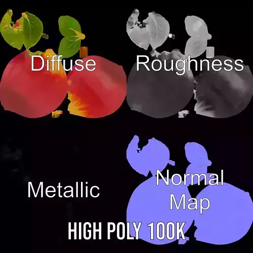 Glossy Red Apple model pack Low-poly 3D model 3