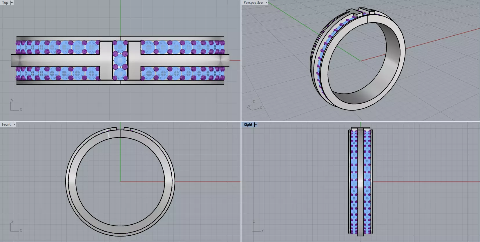 Ring With Gems 3D print model_10