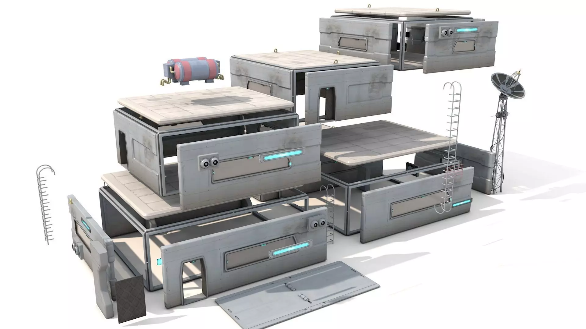 Space Colony Modular Pack Sci-Fi Buildings 3D model_1