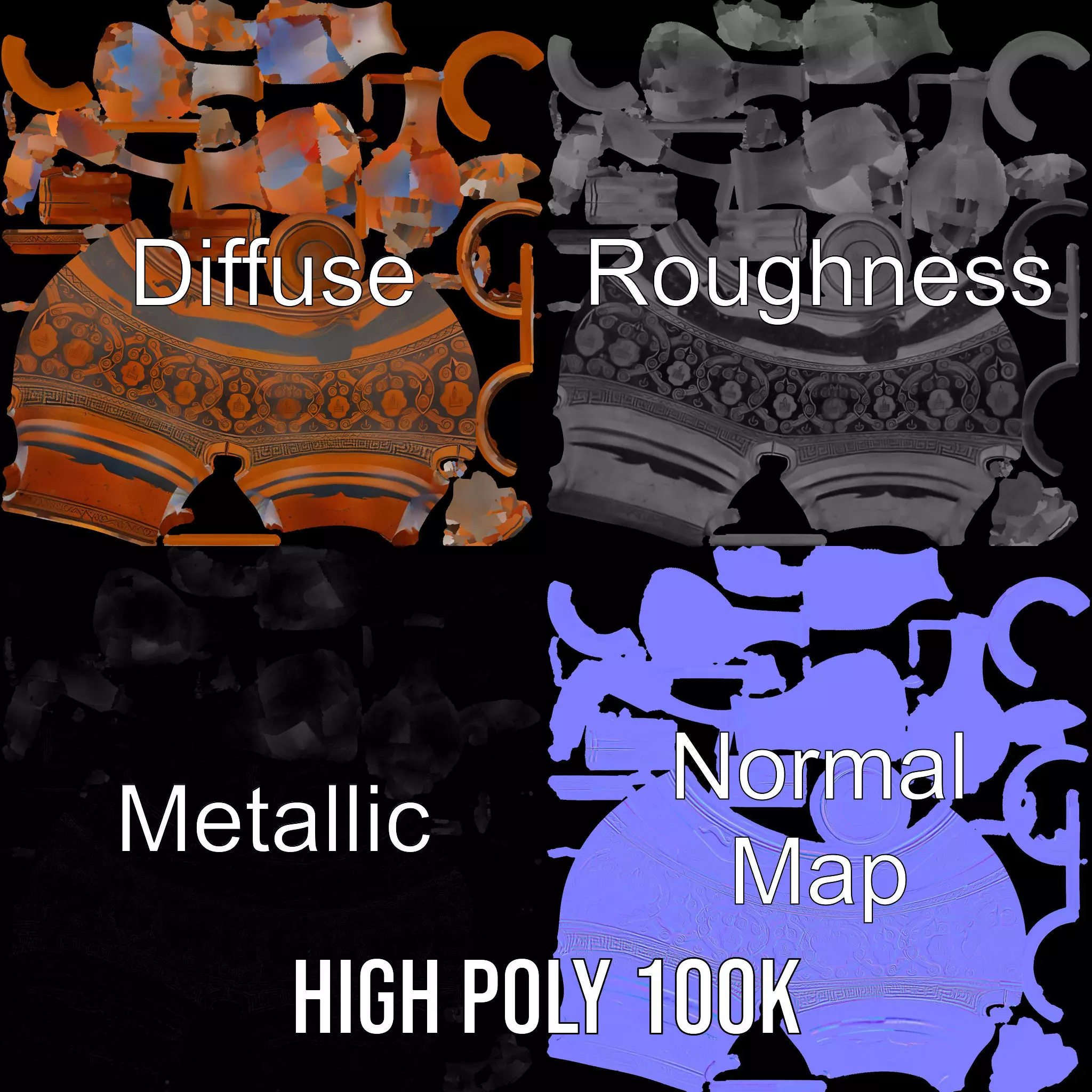 Greek Ceramic Vase model pack Low-poly 3D model_3