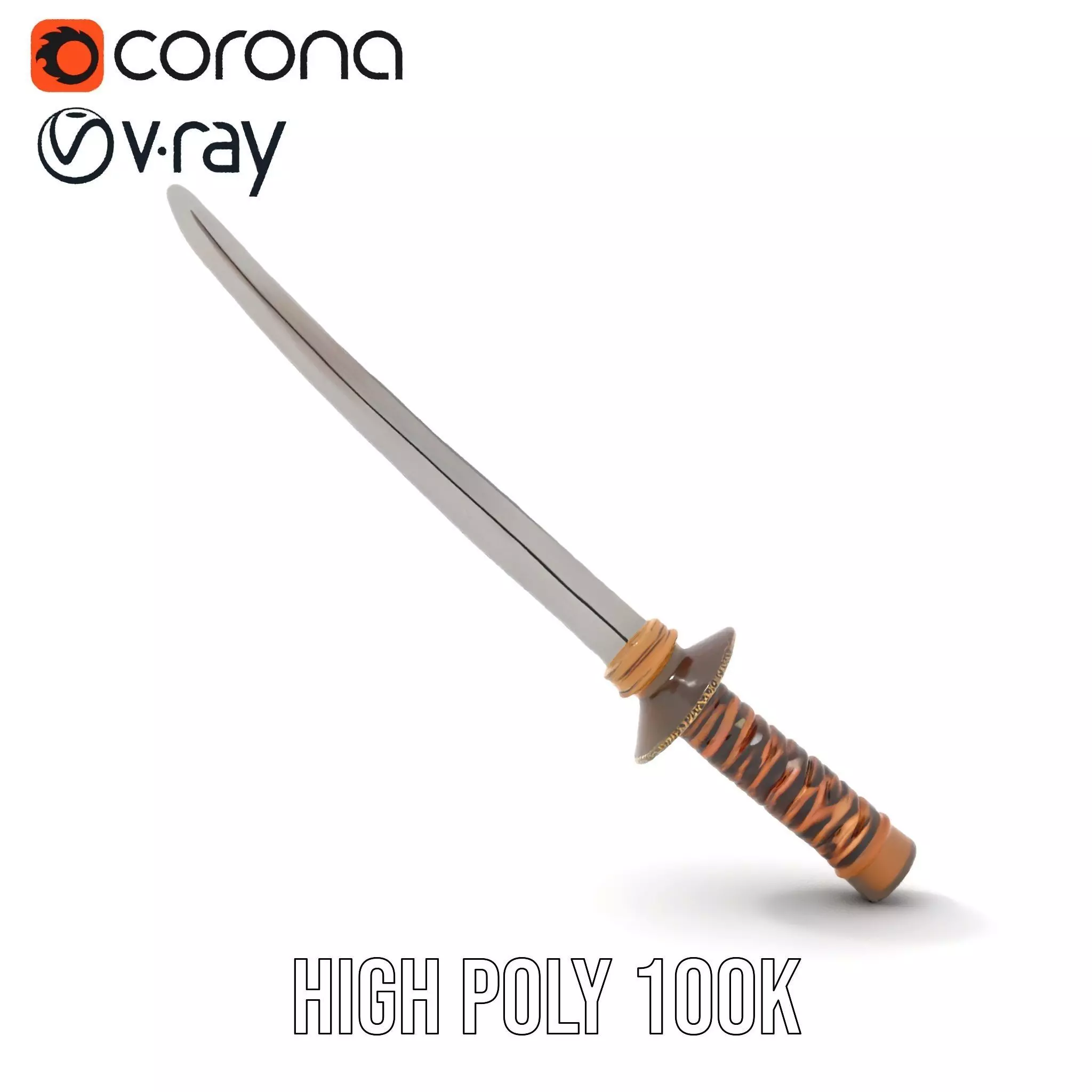 Elegant Katana Sword model pack Low-poly 3D model_26