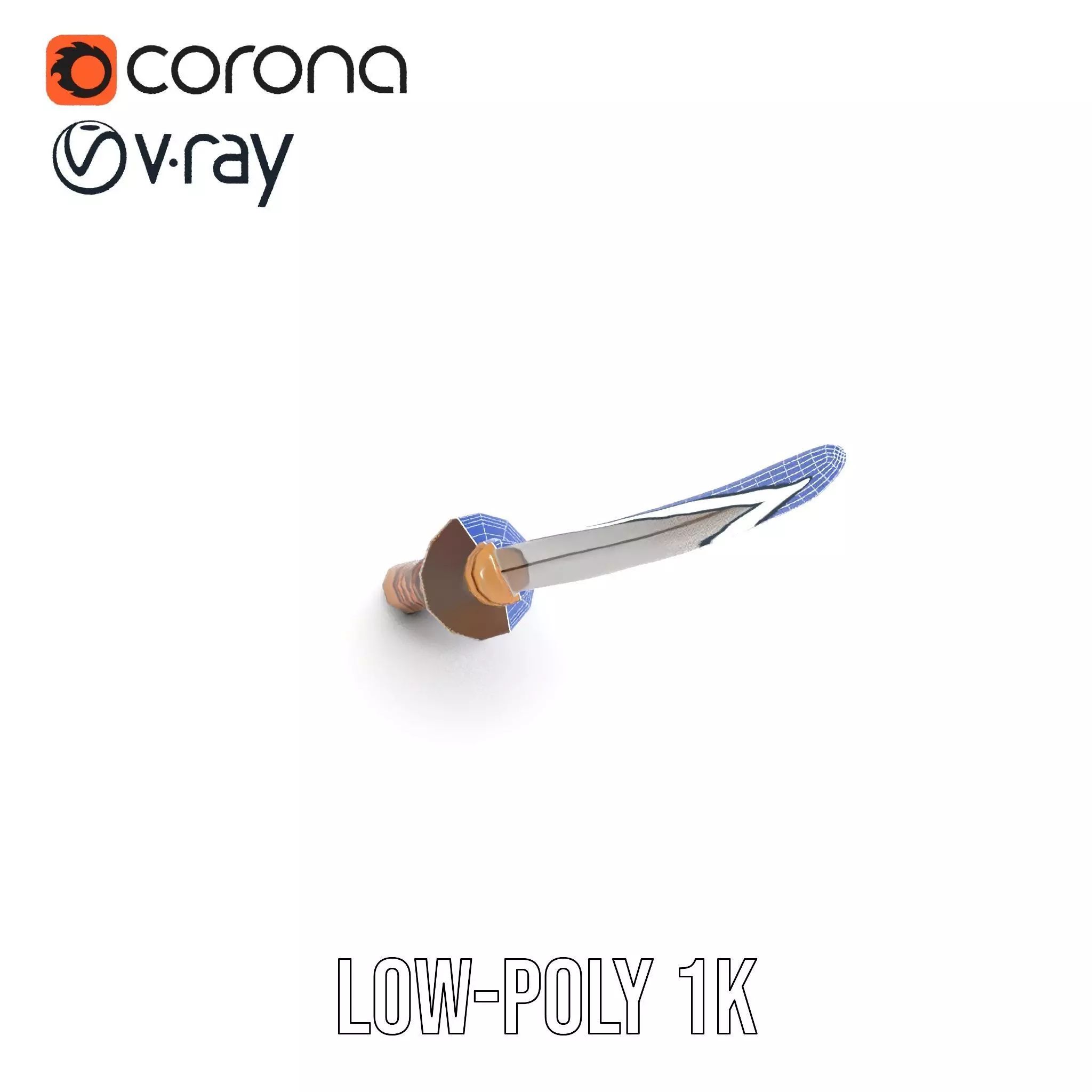 Elegant Katana Sword model pack Low-poly 3D model_12