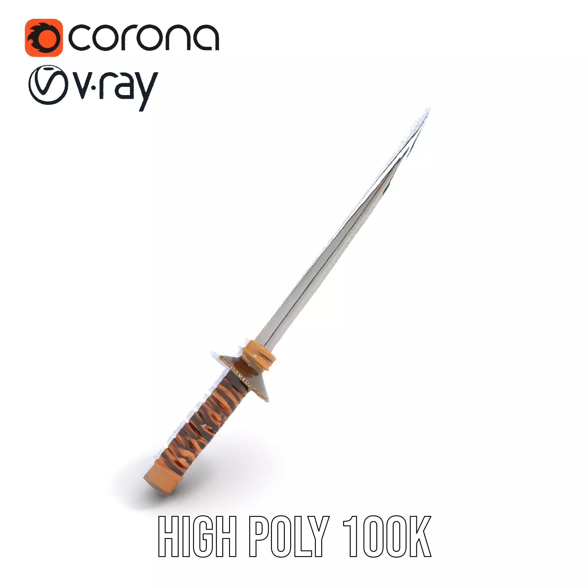 Elegant Katana Sword model pack Low-poly 3D model_32