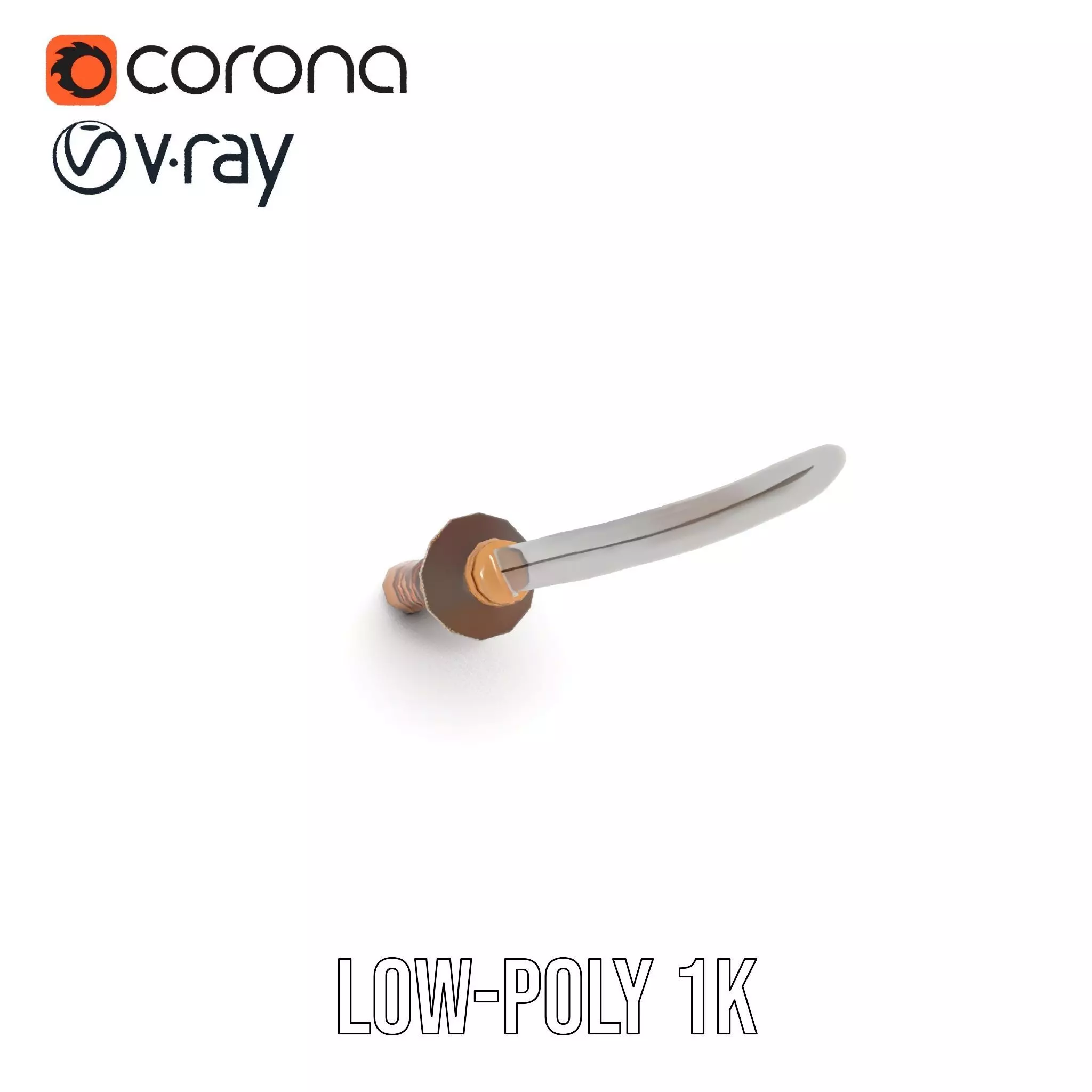 Elegant Katana Sword model pack Low-poly 3D model_9