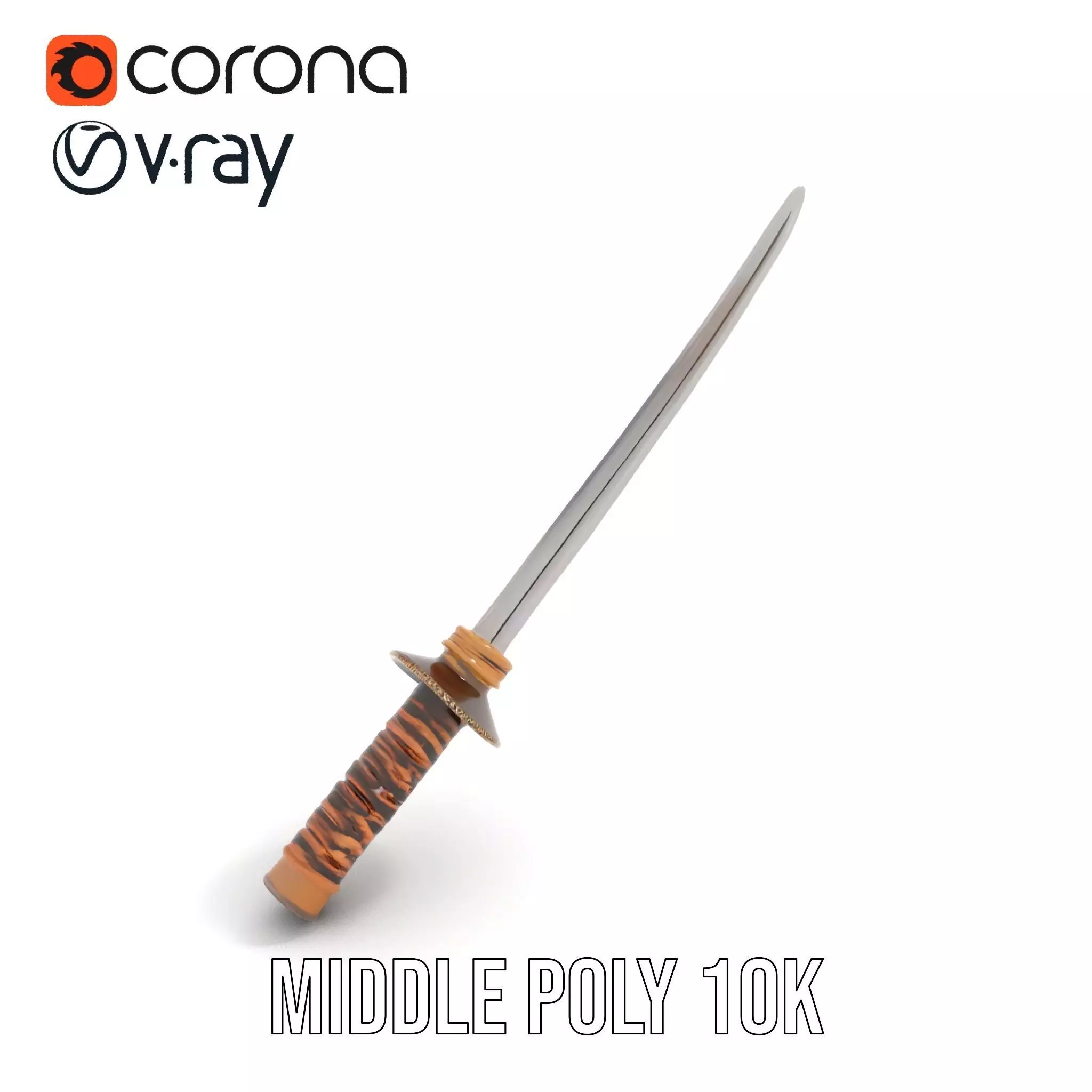 Elegant Katana Sword model pack Low-poly 3D model_6