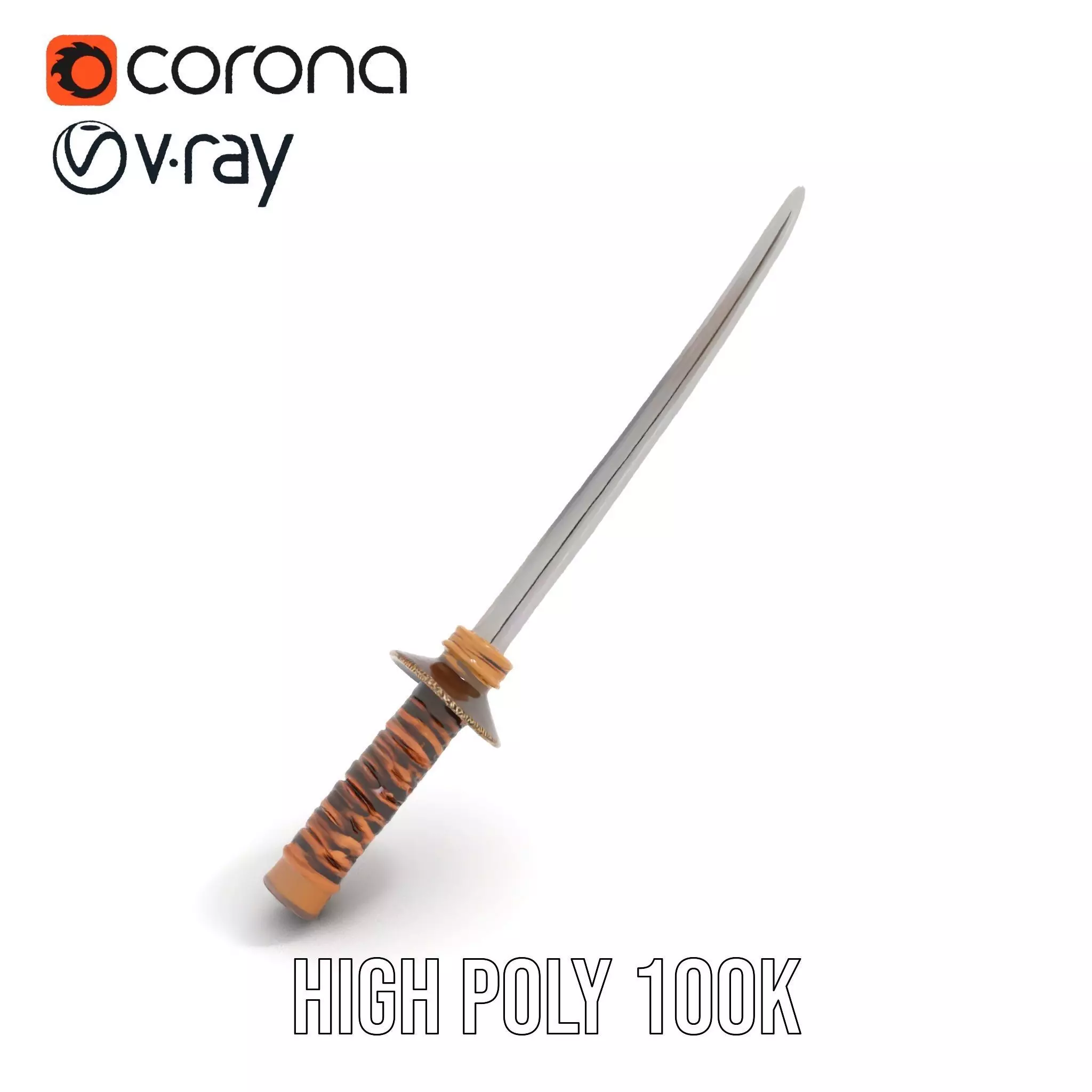 Elegant Katana Sword model pack Low-poly 3D model_17