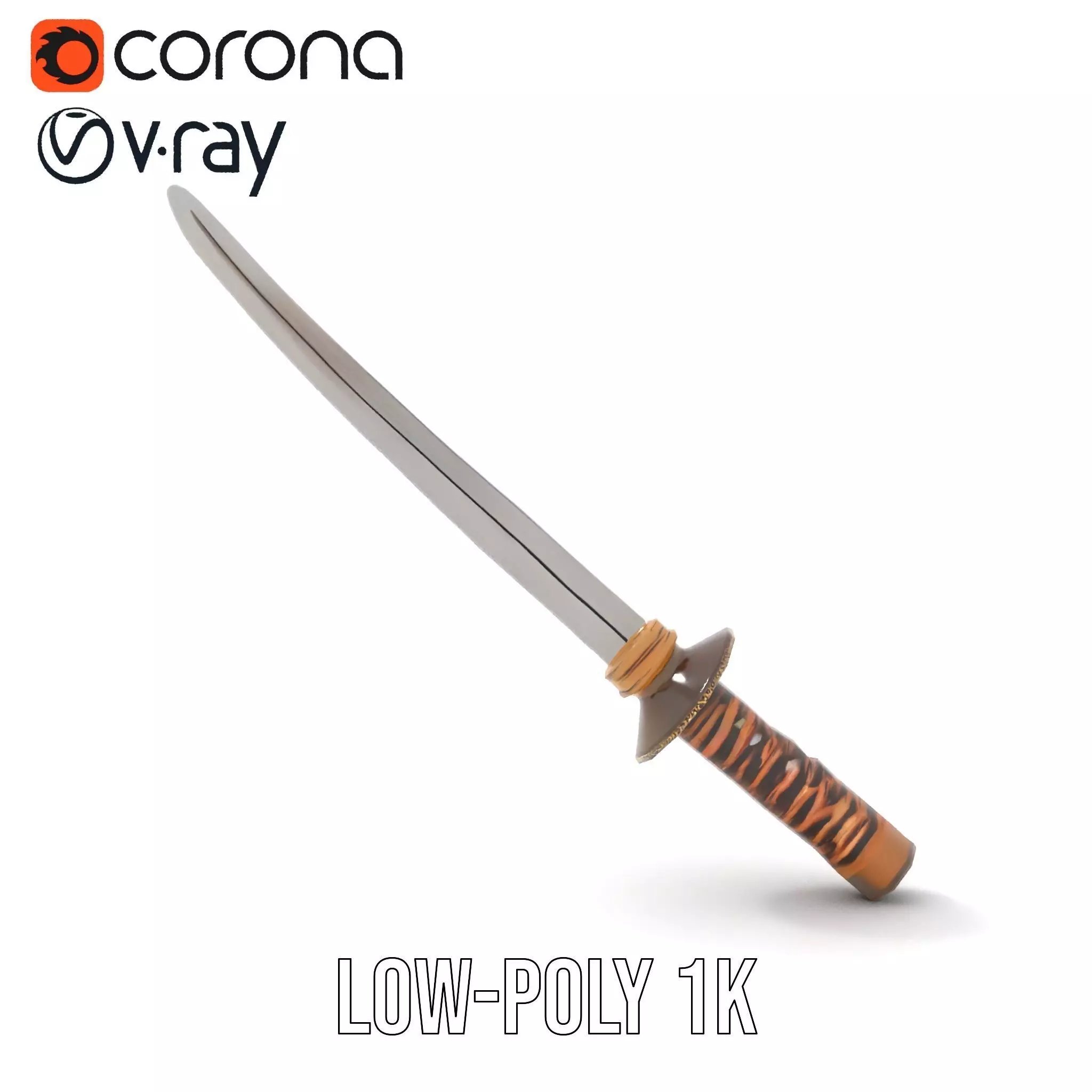 Elegant Katana Sword model pack Low-poly 3D model_19