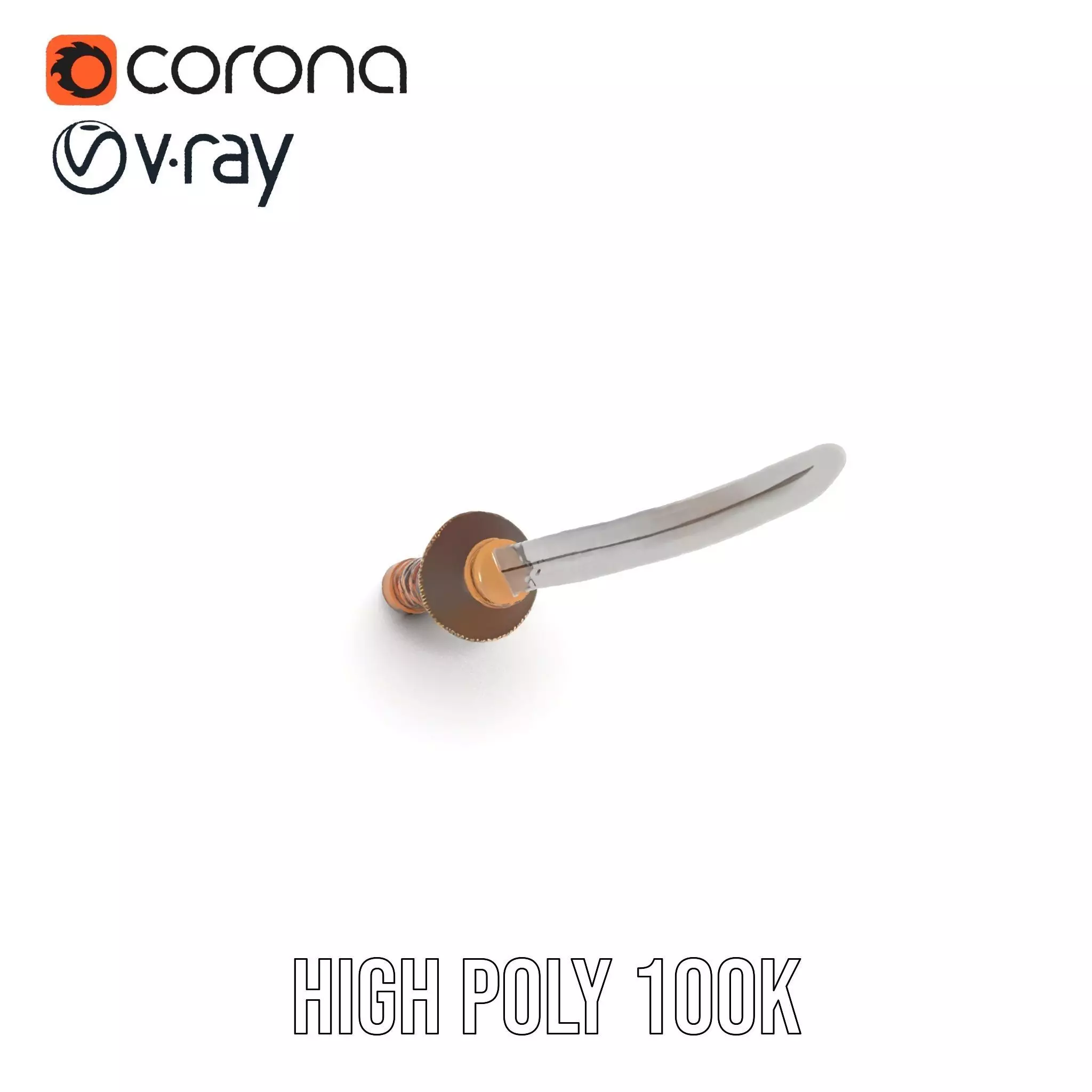 Elegant Katana Sword model pack Low-poly 3D model_34