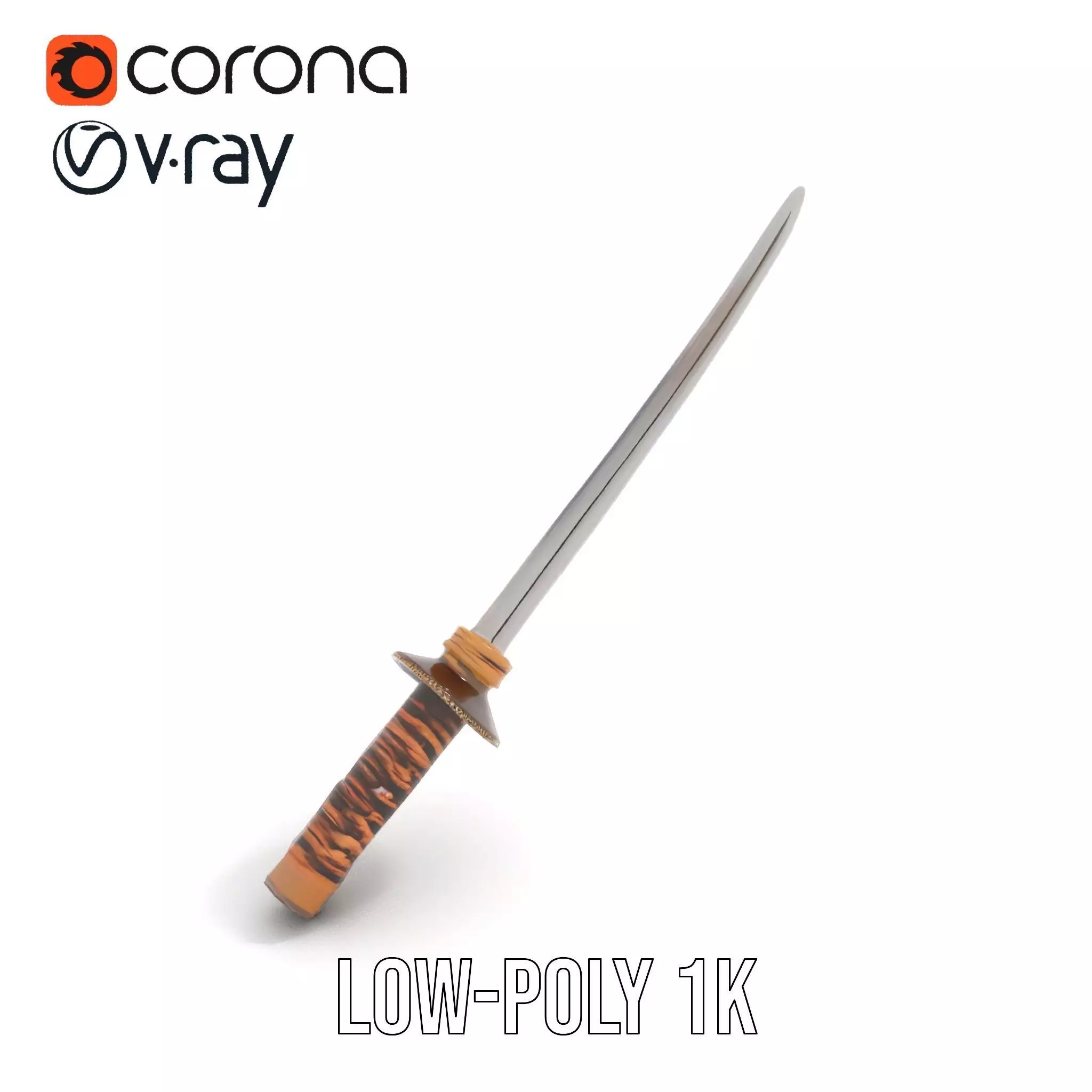 Elegant Katana Sword model pack Low-poly 3D model_14