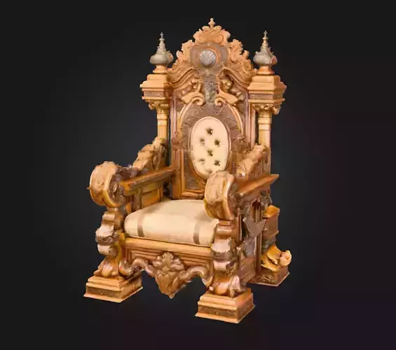 Majestic ornate throne scan high poly chair royalty furniture