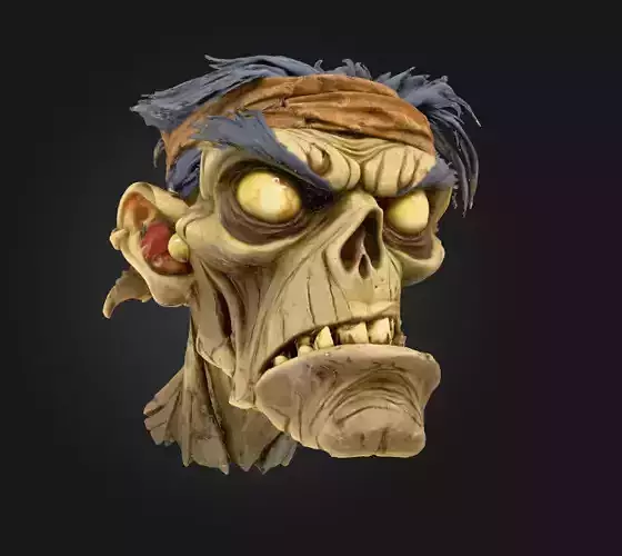 zombie head high poly dirty halloween mask head creepy character