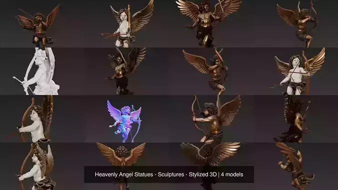 Heavenly Angel Statues - Sculptures - Stylized 3D 3D Model Collection