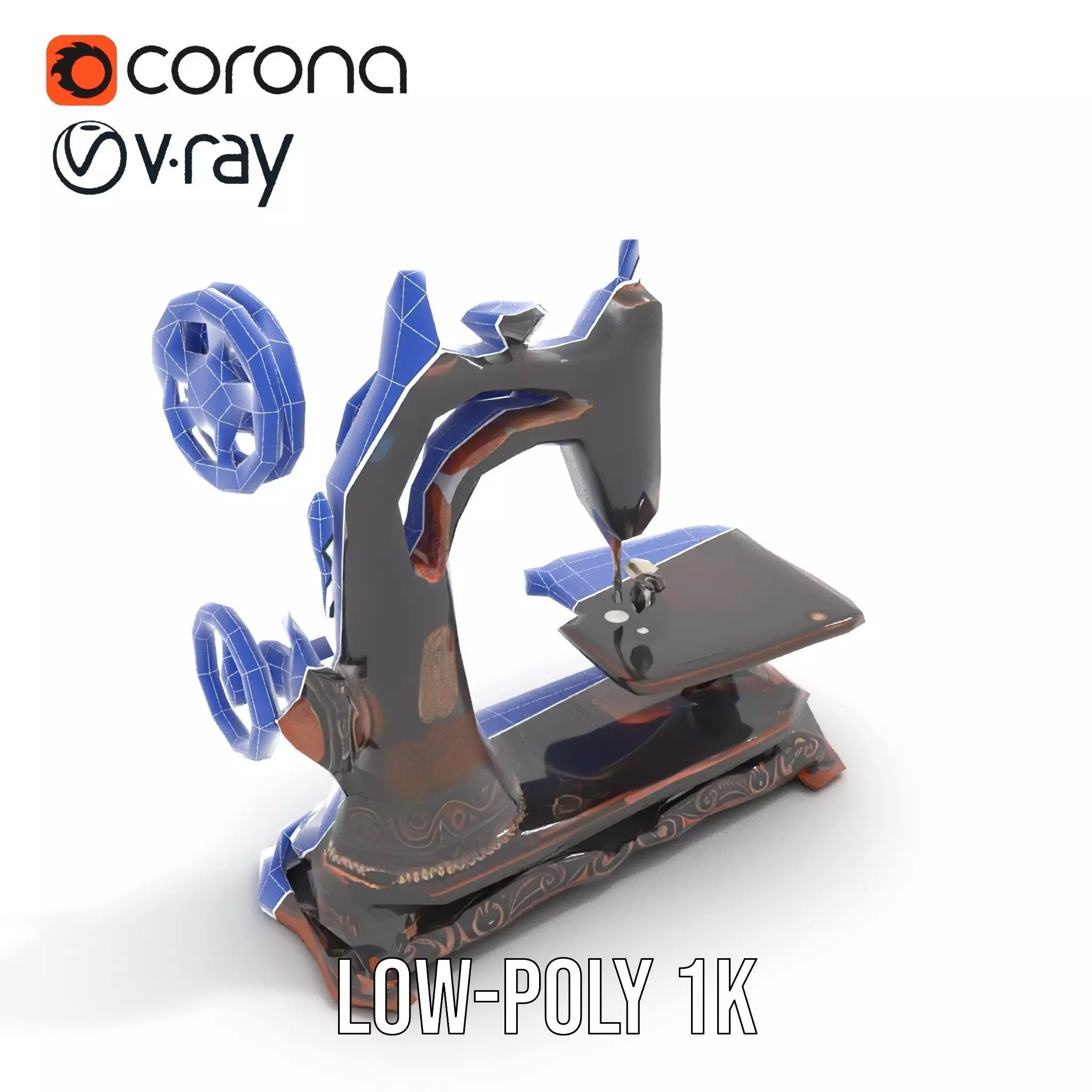 Vintage Sewing Machine model pack Low-poly 3D model_25