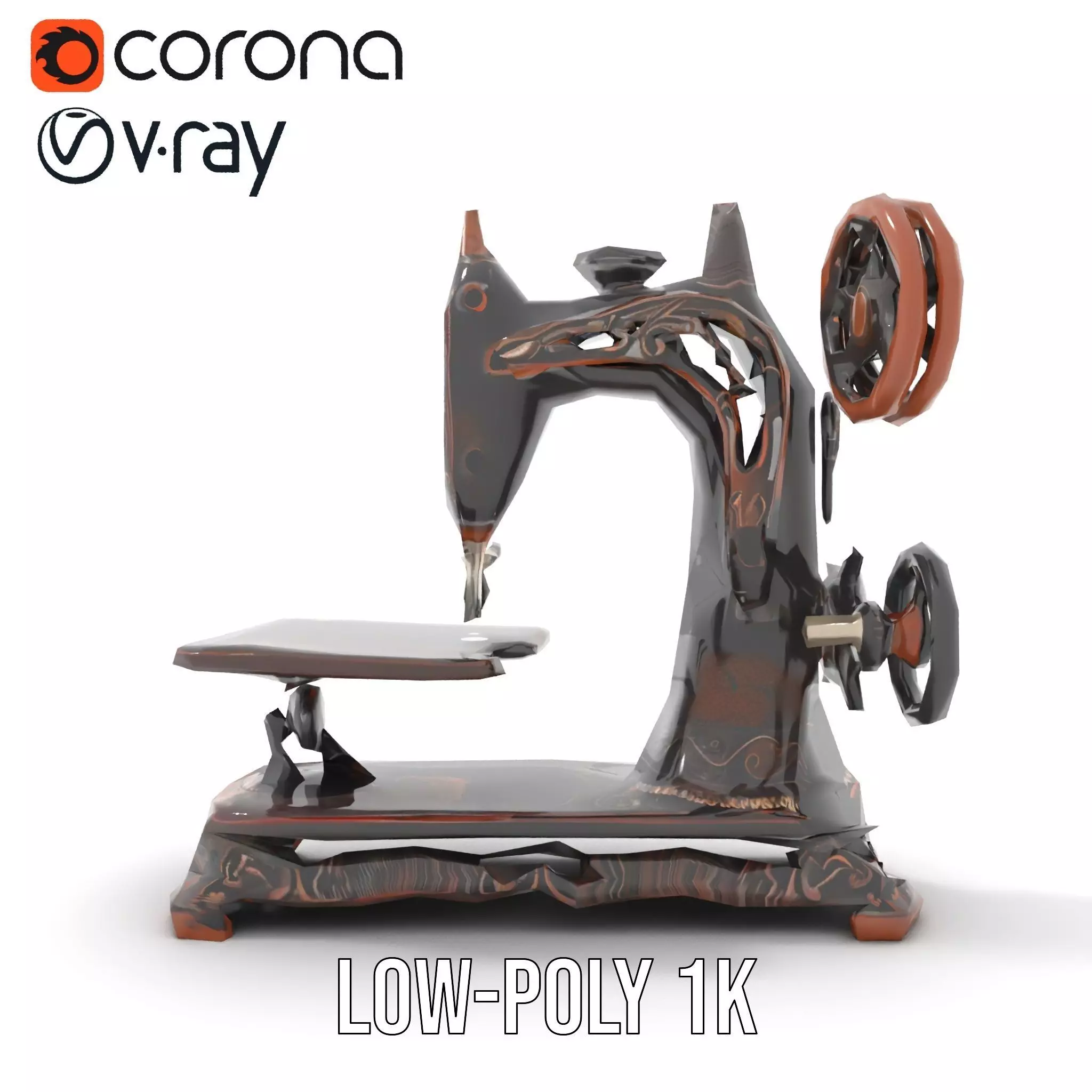 Vintage Sewing Machine model pack Low-poly 3D model_7