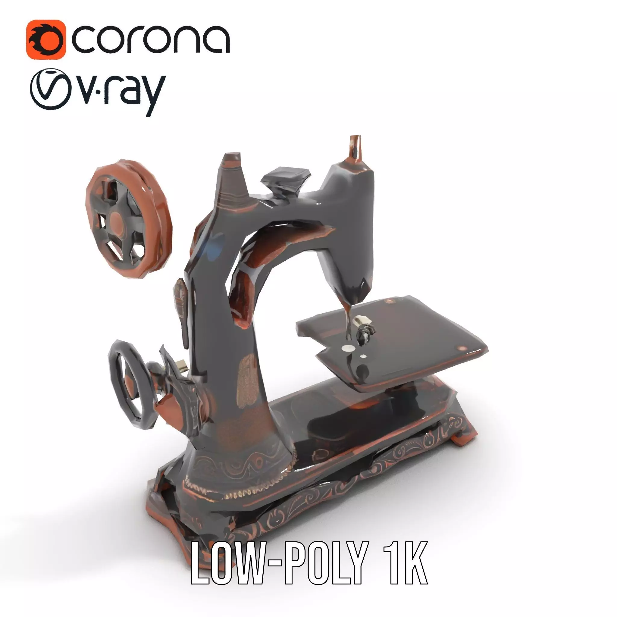 Vintage Sewing Machine model pack Low-poly 3D model_14