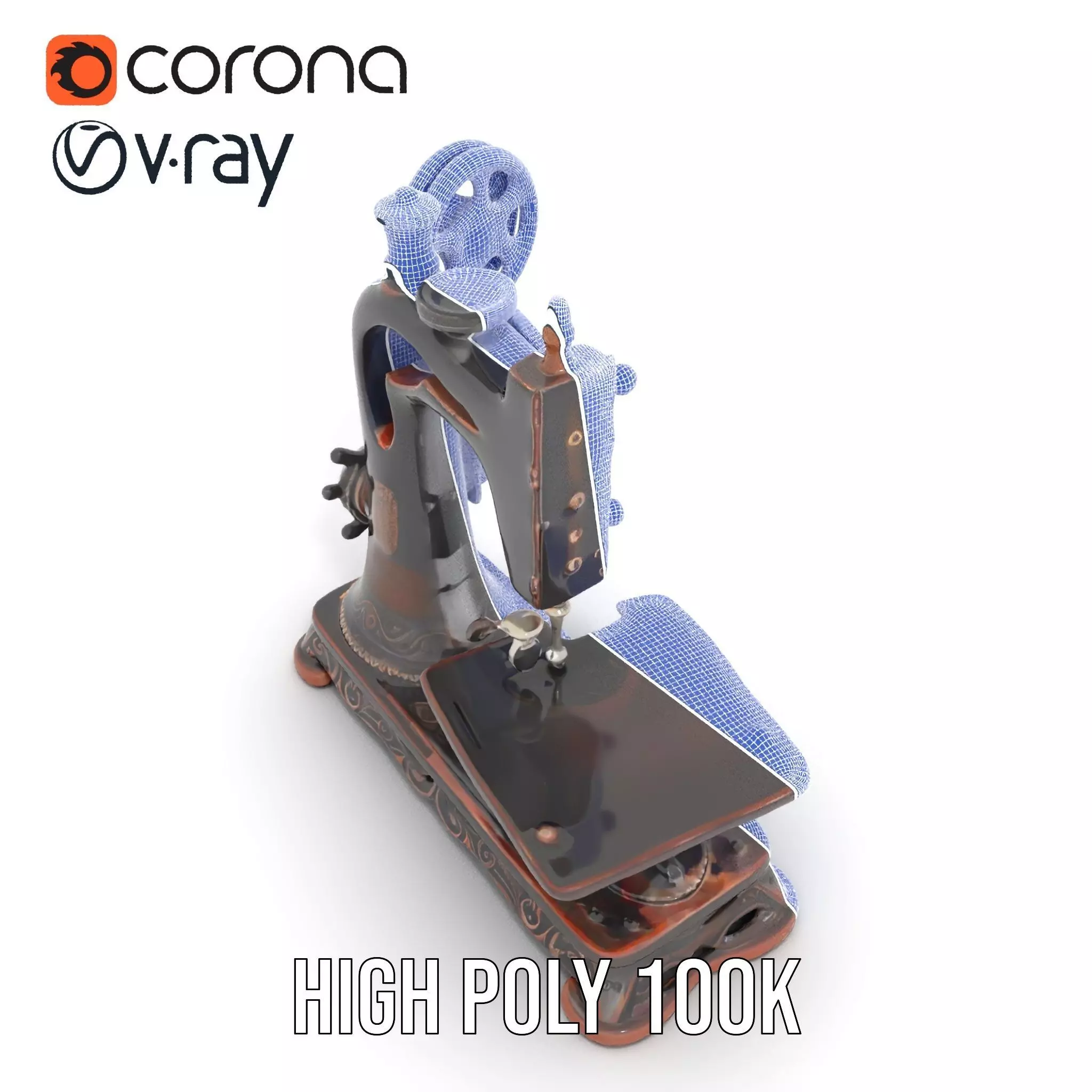 Vintage Sewing Machine model pack Low-poly 3D model_34