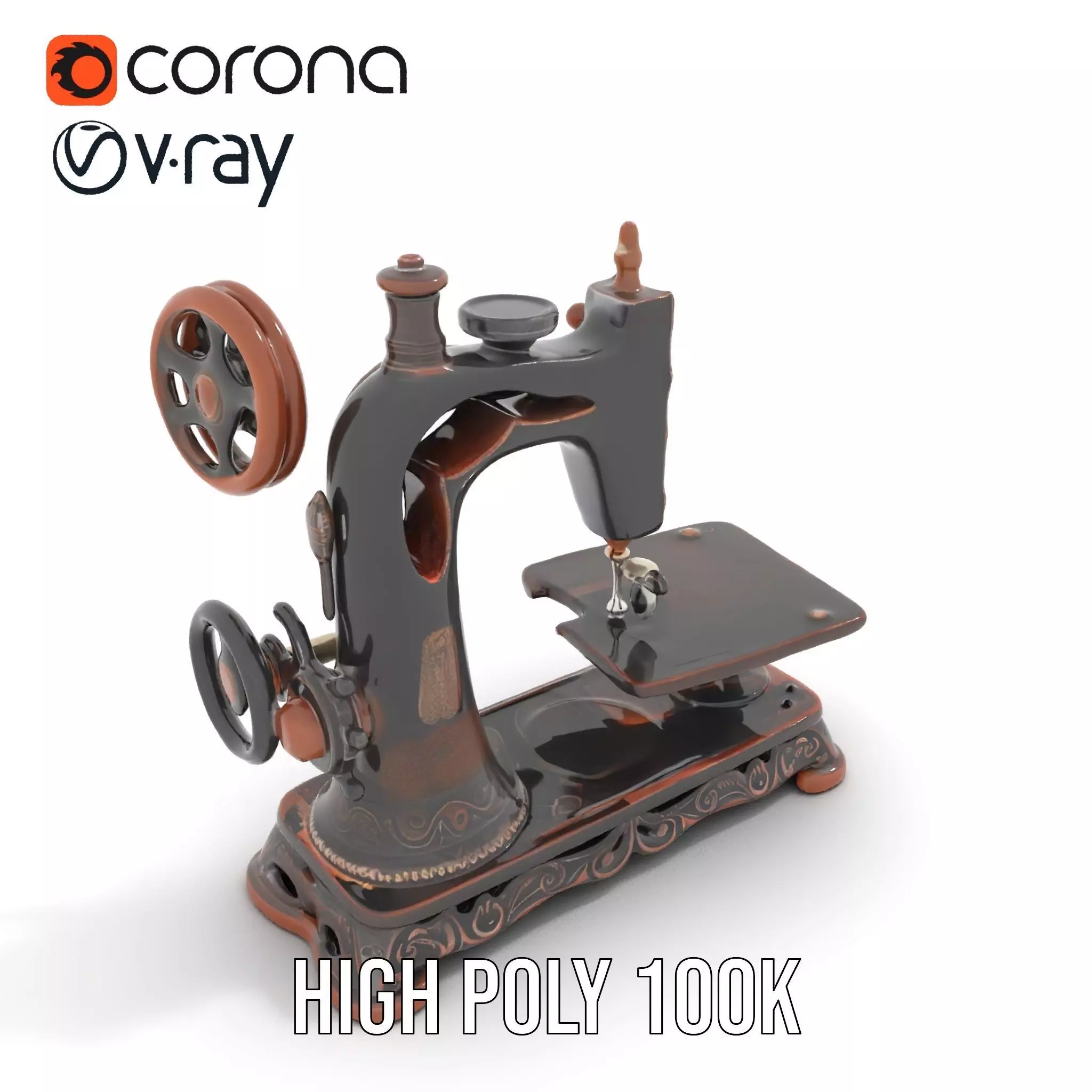 Vintage Sewing Machine model pack Low-poly 3D model_21