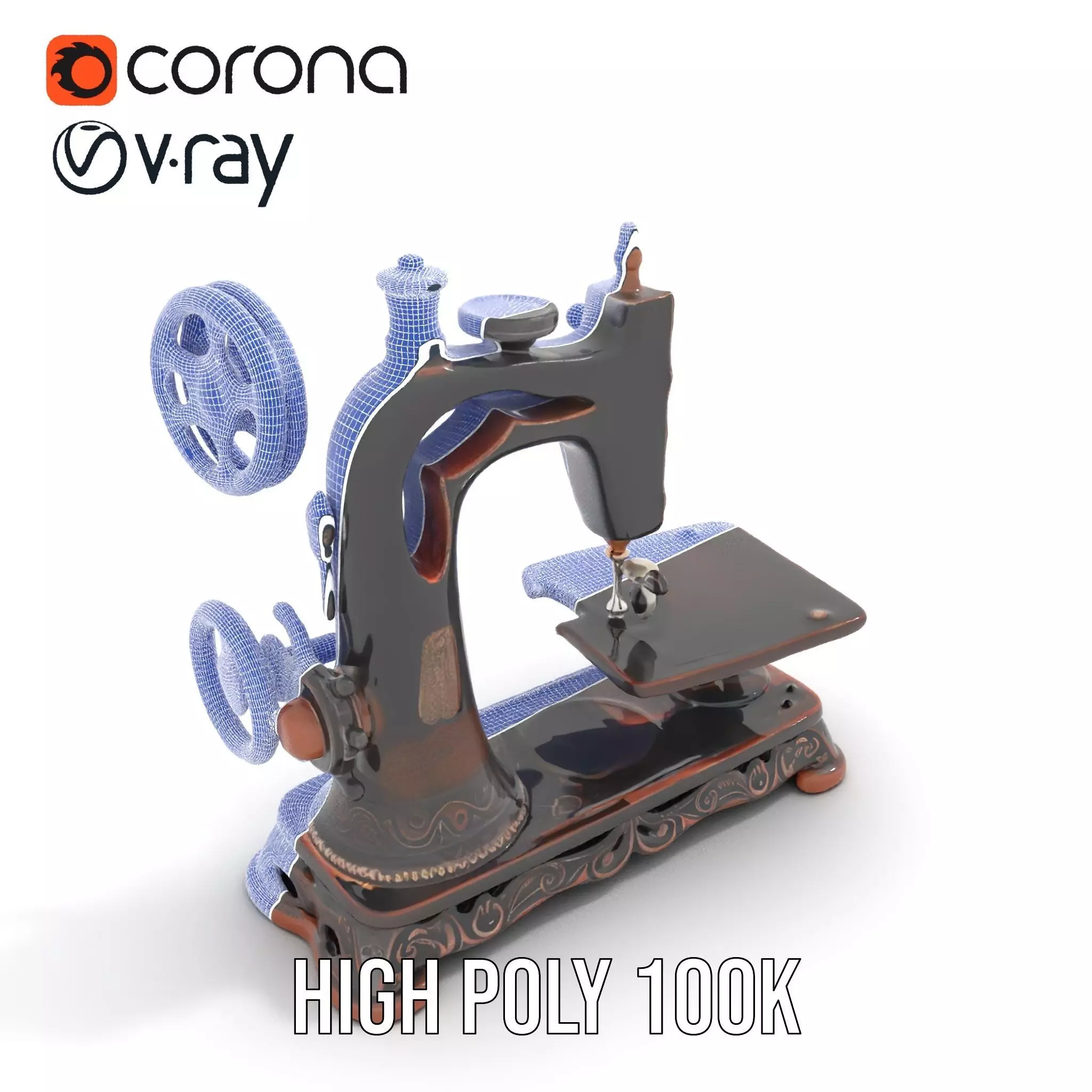 Vintage Sewing Machine model pack Low-poly 3D model_33