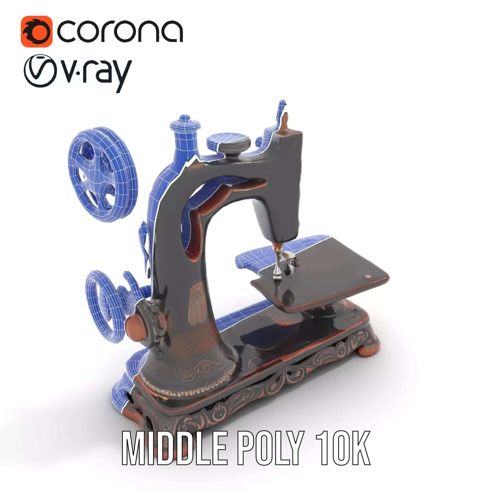 Vintage Sewing Machine model pack Low-poly 3D model_11