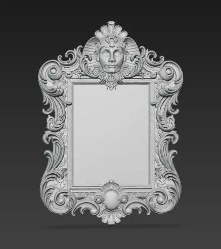 Animal Head Motif Baroque Rococo Decorative Frame Collection 3D print model_20