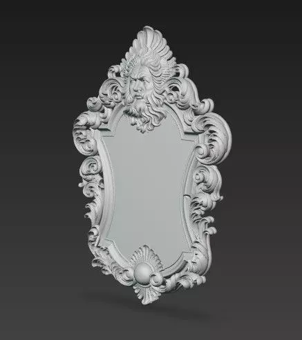 Animal Head Motif Baroque Rococo Decorative Frame Collection 3D print model_13