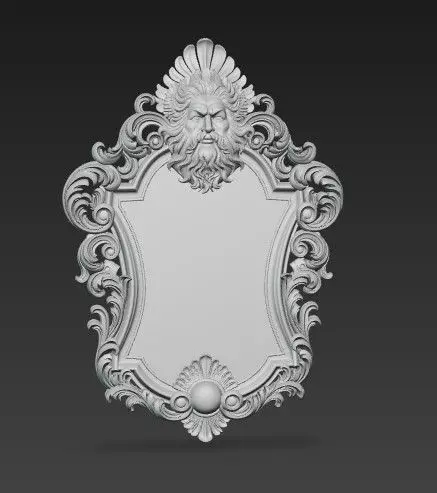 Animal Head Motif Baroque Rococo Decorative Frame Collection 3D print model_11