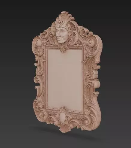 Animal Head Motif Baroque Rococo Decorative Frame Collection 3D print model_15