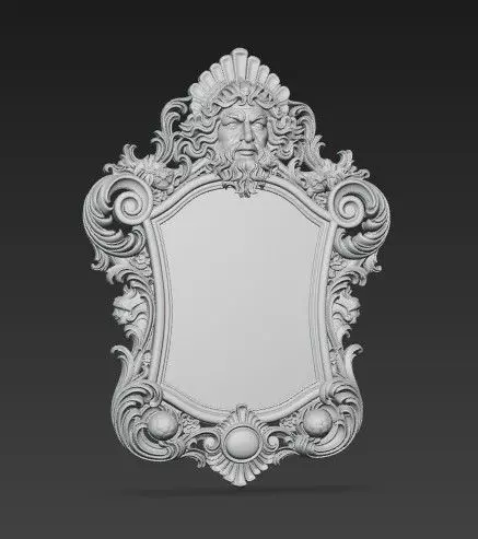 Animal Head Motif Baroque Rococo Decorative Frame Collection 3D print model_5