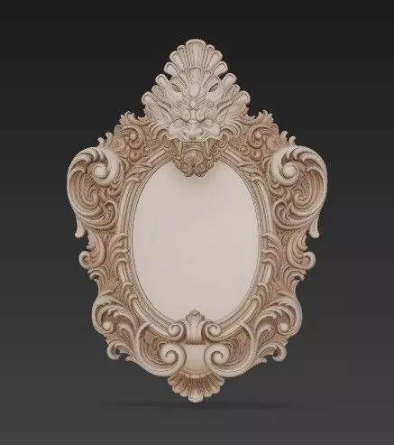 Animal Head Motif Baroque Rococo Decorative Frame Collection 3D print model_12