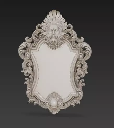 Animal Head Motif Baroque Rococo Decorative Frame Collection 3D print model_8