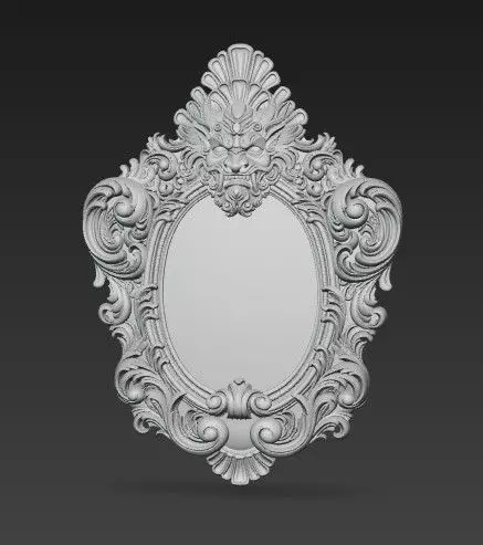 Animal Head Motif Baroque Rococo Decorative Frame Collection 3D print model_25