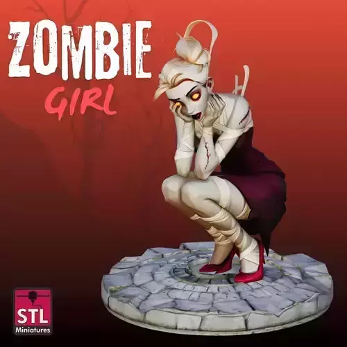 Zombie Girl STL Horror Stylized Sculpture