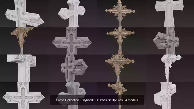 Cross Collection - Stylized 3D Cross Sculptures 