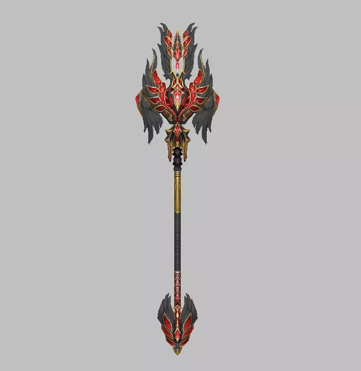 Dark Divine Staffs of the Archangel Low-poly 3D model_8