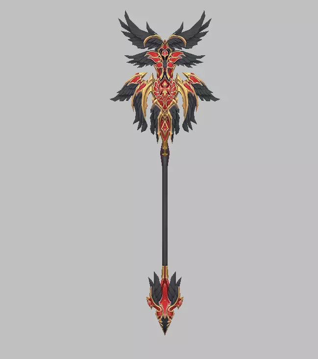Dark Divine Staffs of the Archangel Low-poly 3D model_9