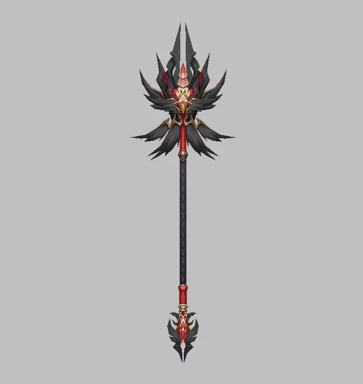 Dark Divine Staffs of the Archangel Low-poly 3D model_6