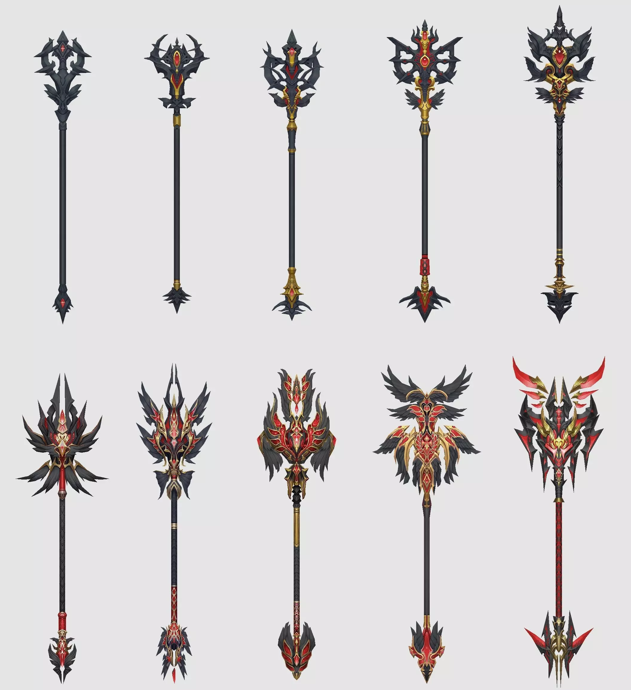 Dark Divine Staffs of the Archangel Low-poly 3D model_0